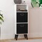 Black Foldable Storage Cubes Bins , Fabric Storage Box Cubes Organizer Baskets with Dual Handles for Home Organizer (Black)